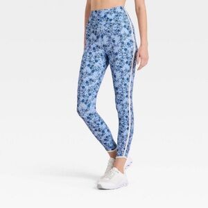JoyLab Women’s Blue Floral Print High-Rise Piped Leggings